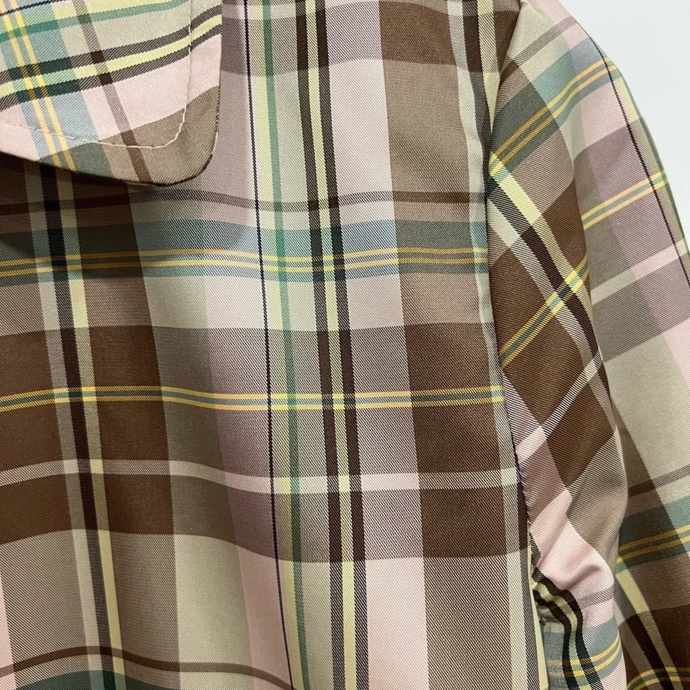 GAP Women's Trench Coat - Brown and Pink Plaid - Picture 3 of 16